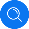 Icon of magnifying glass to represent Catalyst test accuracy.